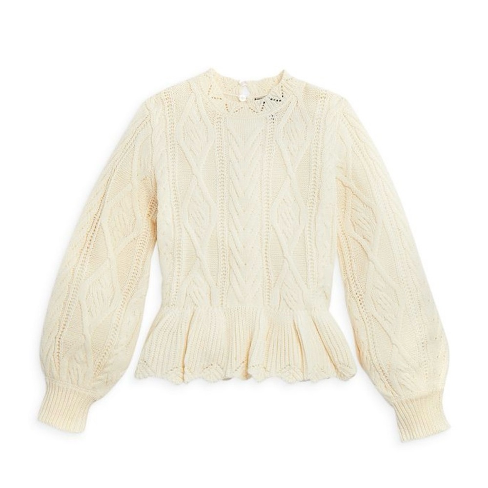 AQUA Girls'‎ Peplum Cable Sweater- Bloomingdale’s- Size L (10-12)
